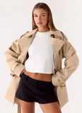 Jackie Mini Trench Coat Tan
