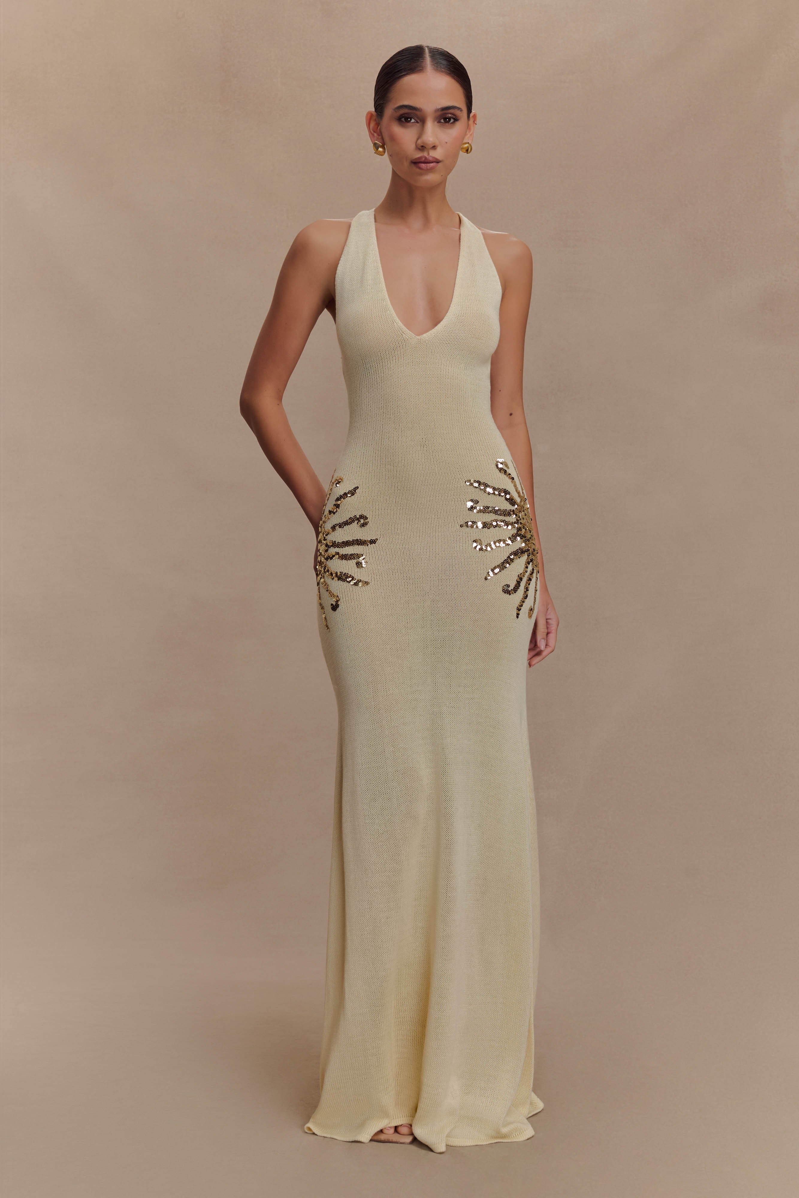 Ellington Knit Maxi Dress With Sequin Ivory