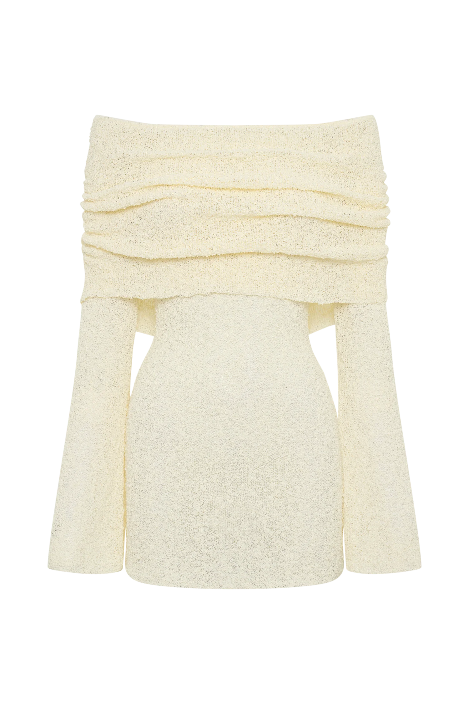 Marisol Off Shoulder Boucle Mini Dress Ivory