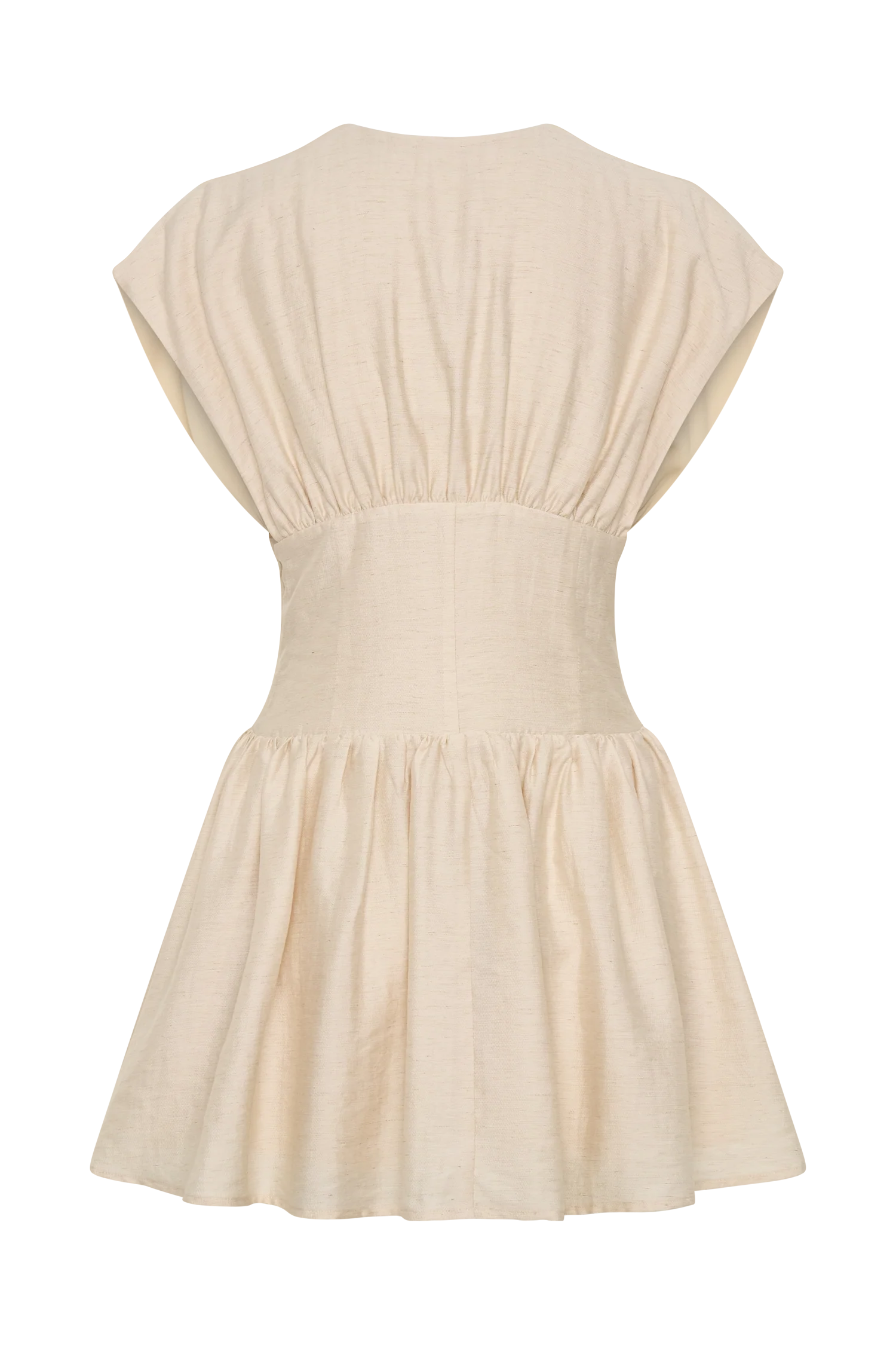 Arabella Cinched Waist Linen Mini Dress Natural