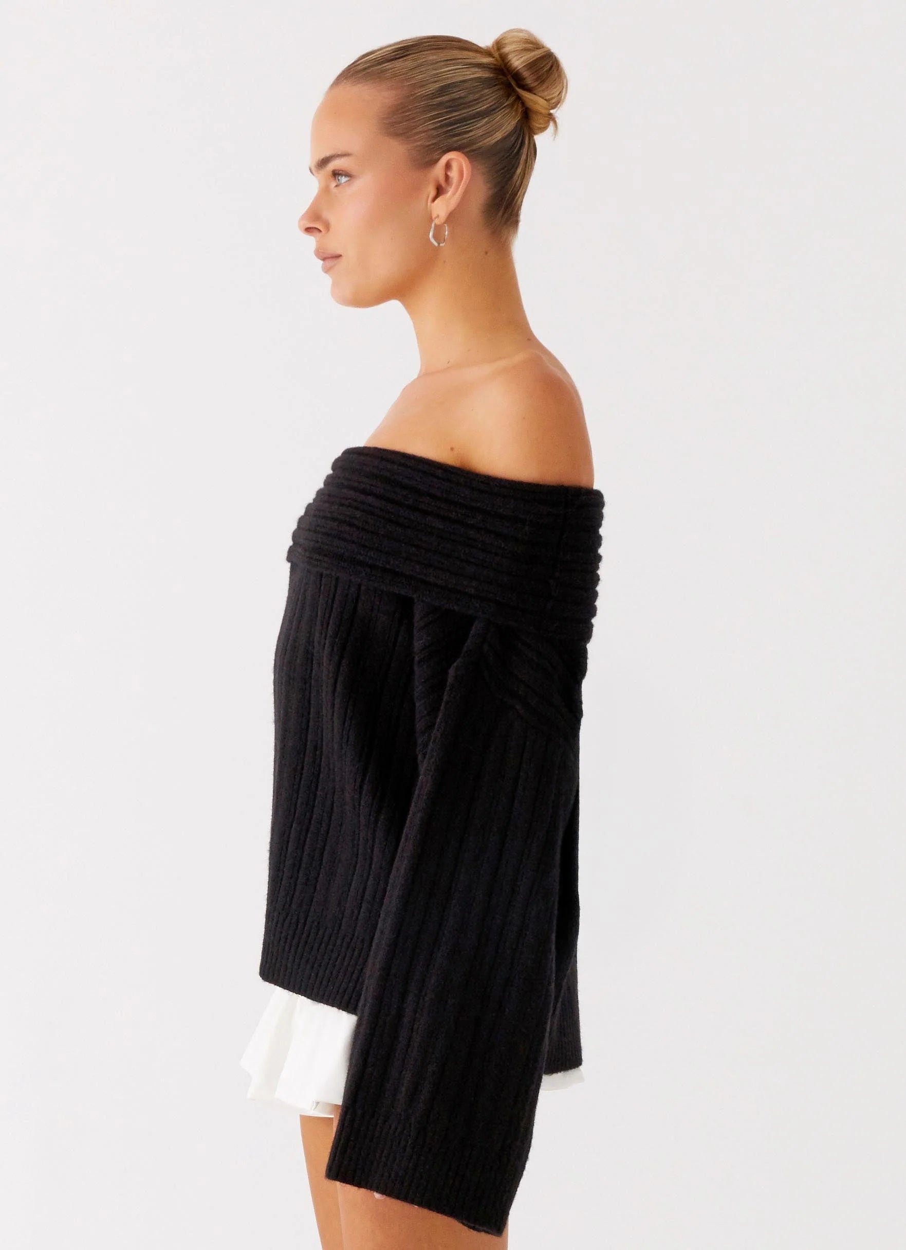 Federica Off Shoulder Knit Black