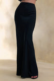 Elaria Black Satin Maxi Skirt