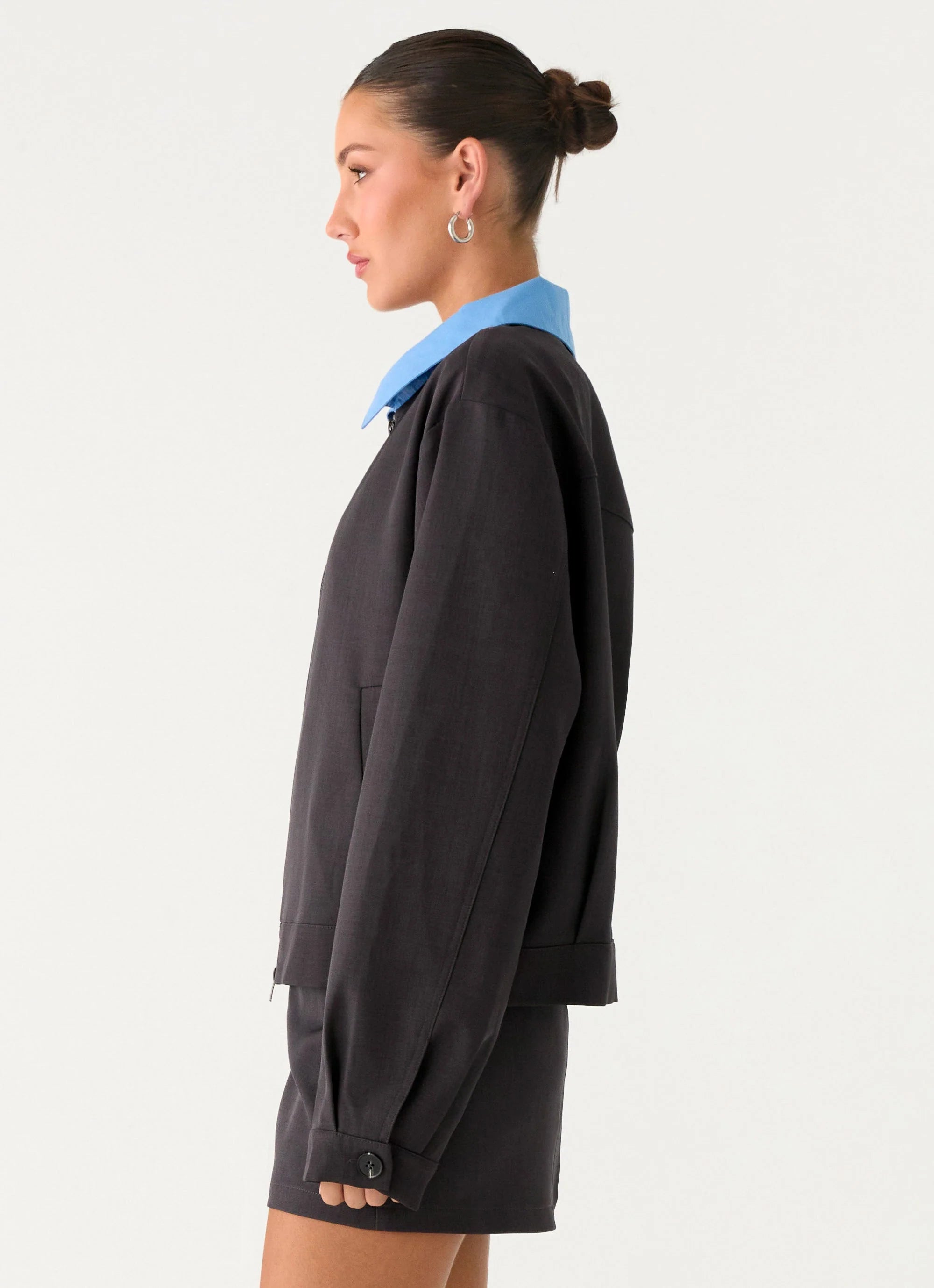 Harlee Poplin Suiting Jacket Charcoal