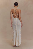 Suki Knit Maxi Dress With Flowers Nude