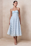 Gloriana Powder Blue Lace Sweetheart Neck Midi Dress