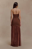 Aubree Crepe And Mesh Maxi Dress Chocolate Mocha