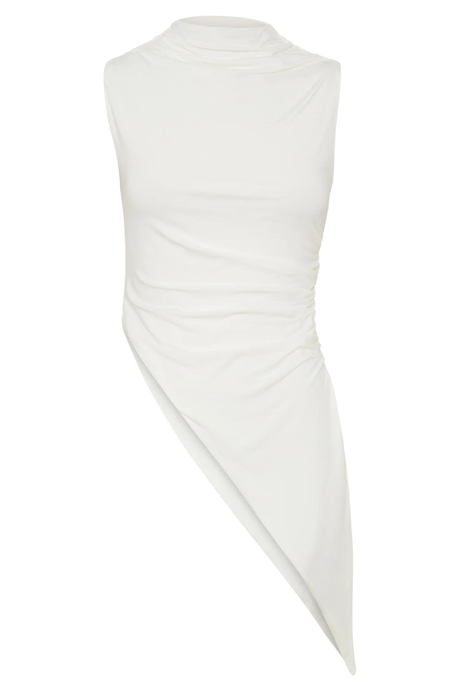 Suong High Neck Gathered Top White