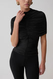 Linh Slinky High Neck Gathered Top Black