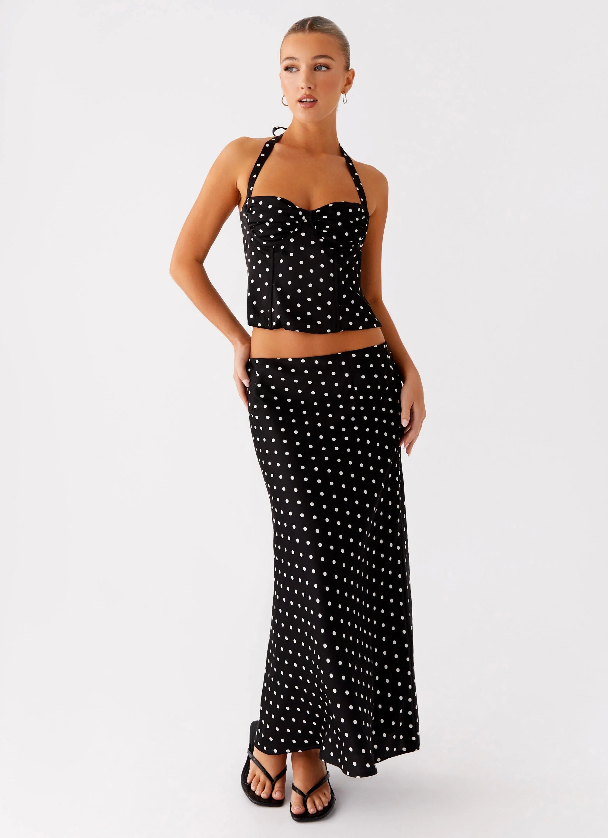 Breanne Midi Skirt Black Polka Dot
