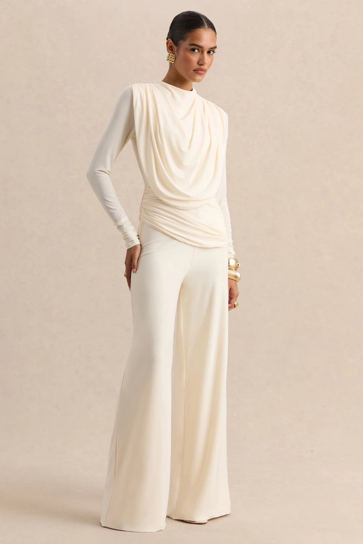 Safirra White Wide Leg Trouser