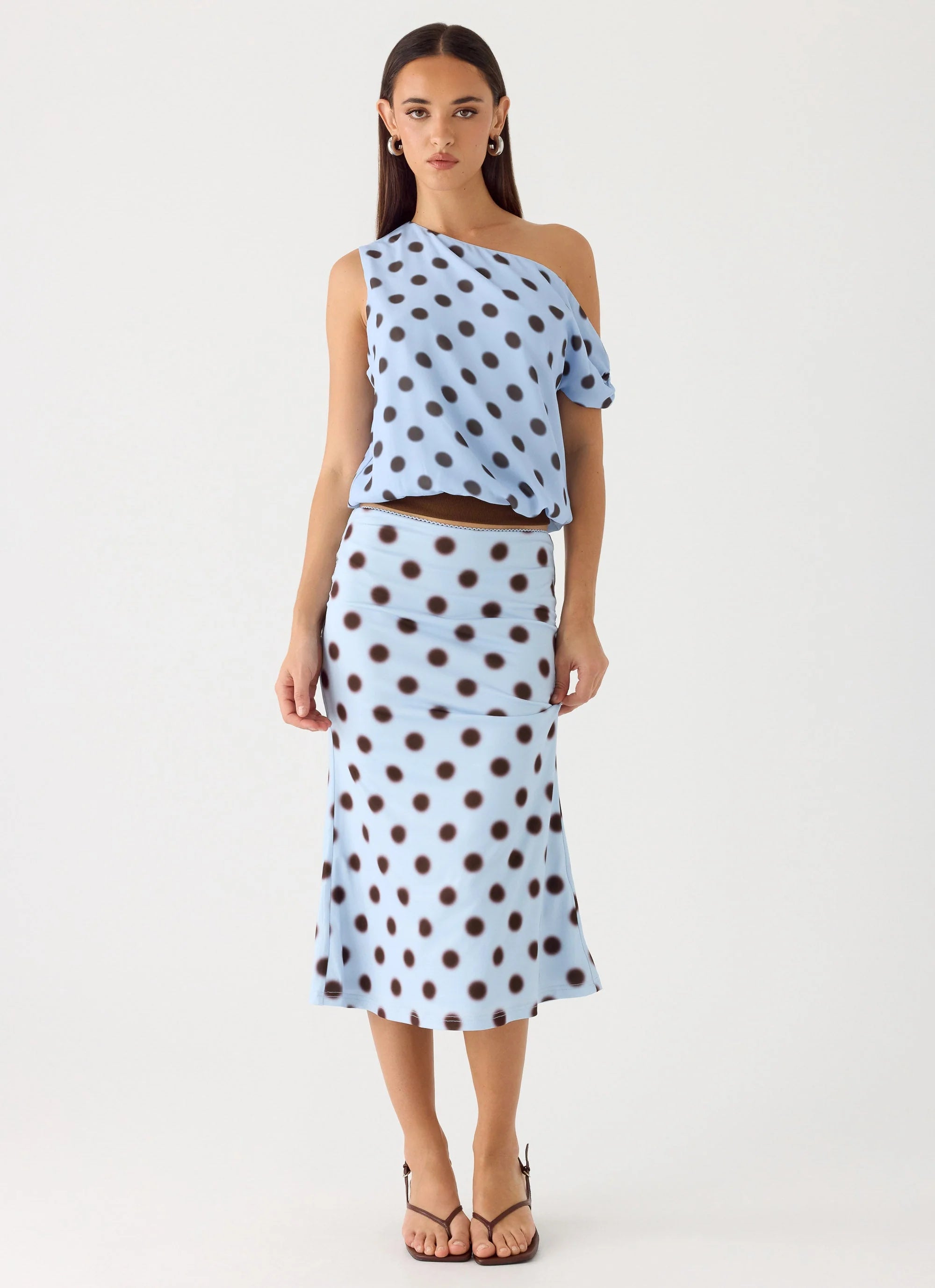 Stick Around Top - Blue Mocha Dot