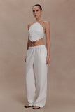 Kensley Broderie Halter Top White