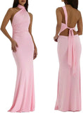 Women Sexy Backless Dress Halter Cut Out Bodycon Maxi Dresses Wedding Guest Beach Vacation