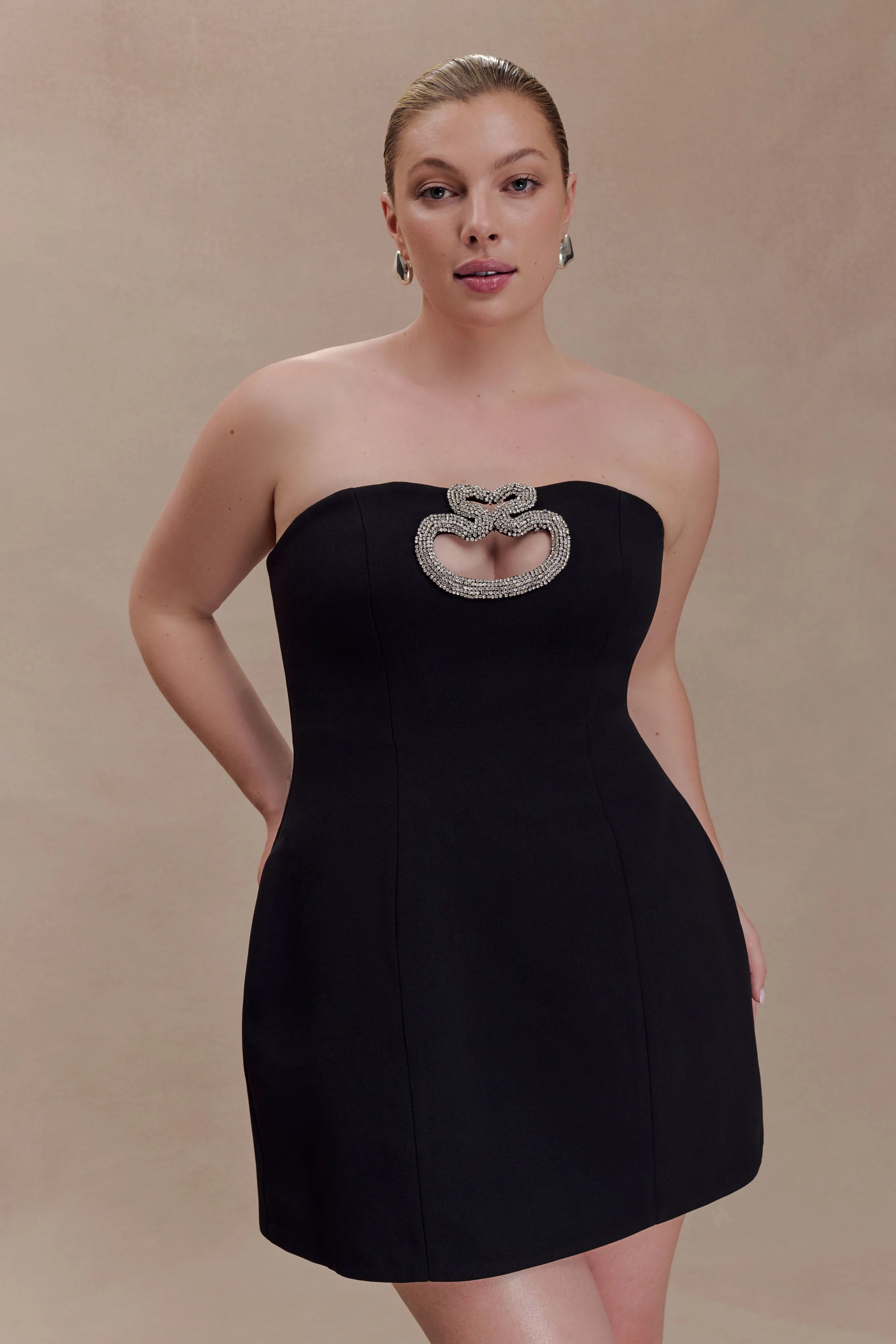 Hilda Embellished Strapless Mini Dress Black