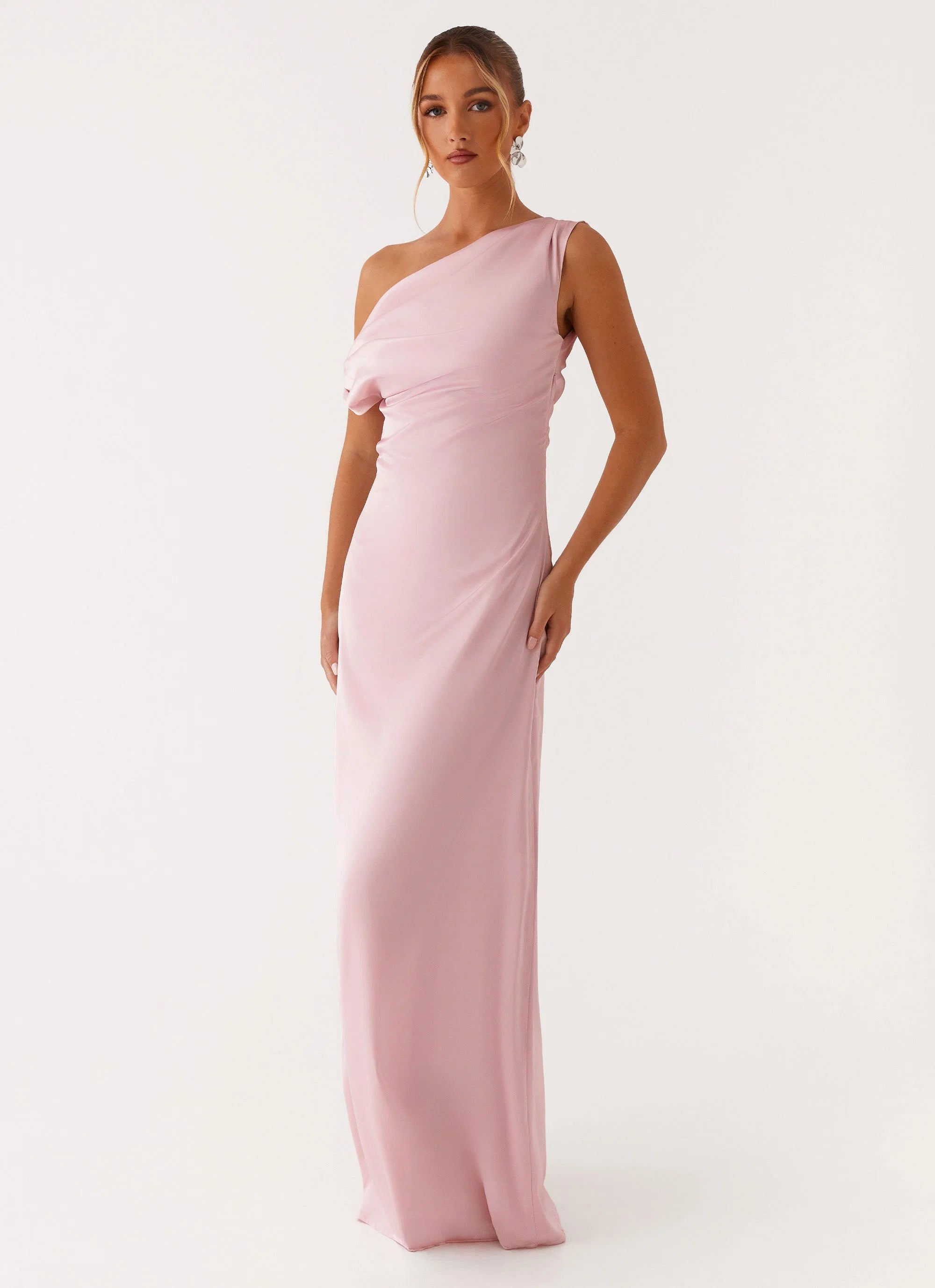 Heart Of Glass Satin Maxi Dress Pink