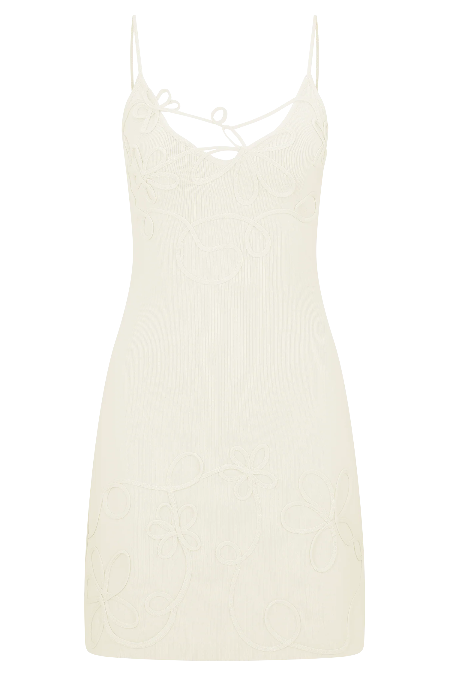 Brullo Embroidery Knit Mini Dress Ivory