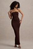 Angelie Brown Bandeau Bodycon Maxi Dress