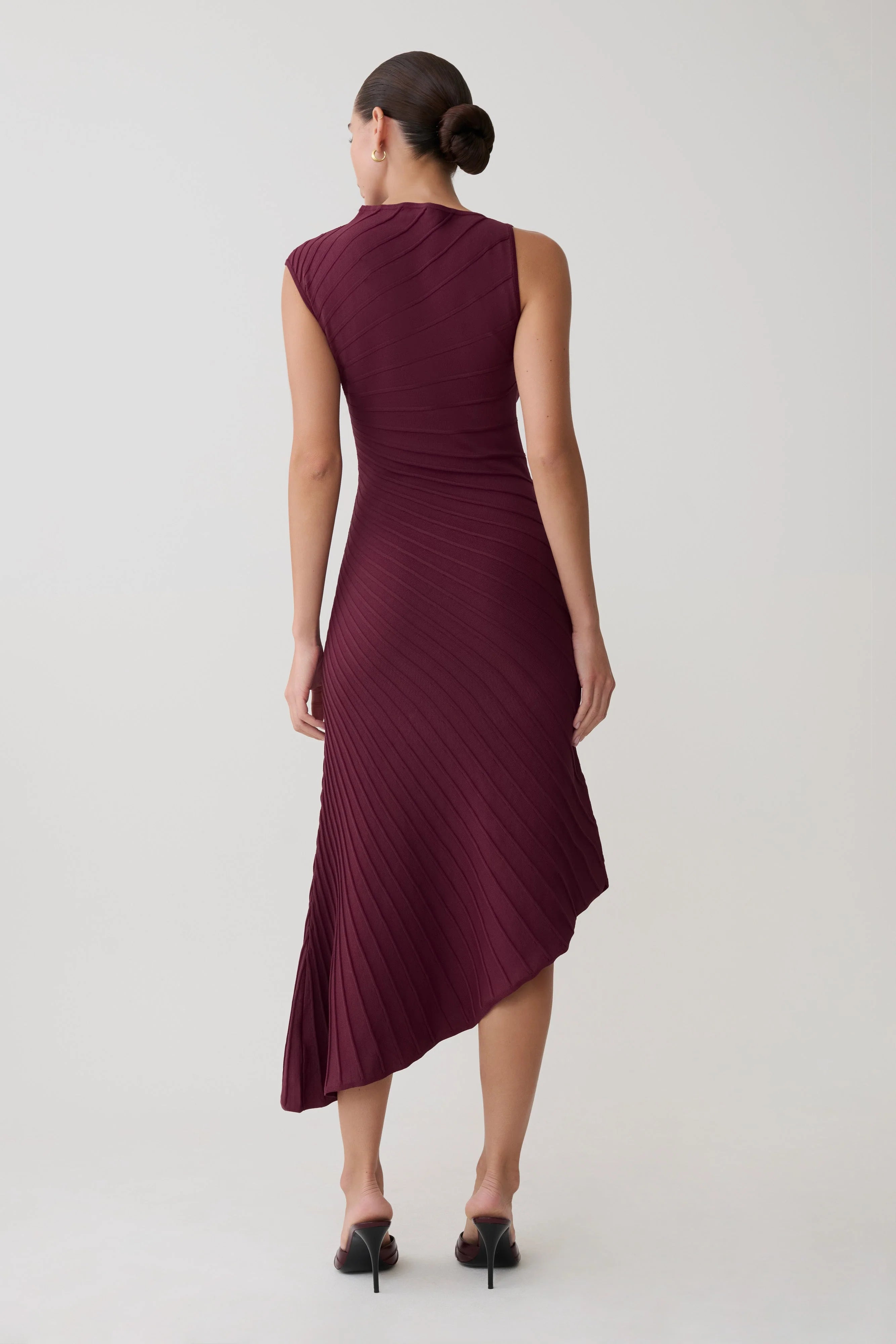 Milasandra Pleated Knit Dress Plum