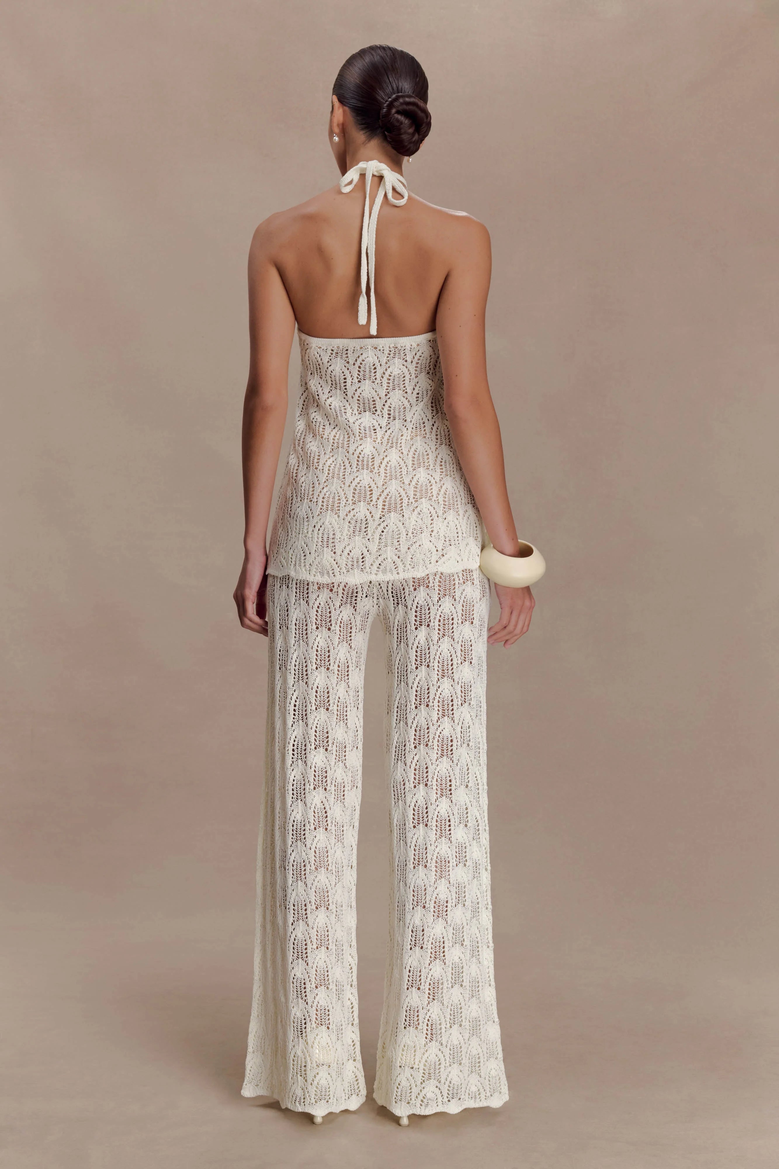 Corey Crochet Halter Neck Top Ivory