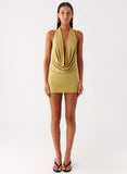 Haisley Cowl Mini Dress Lime Green