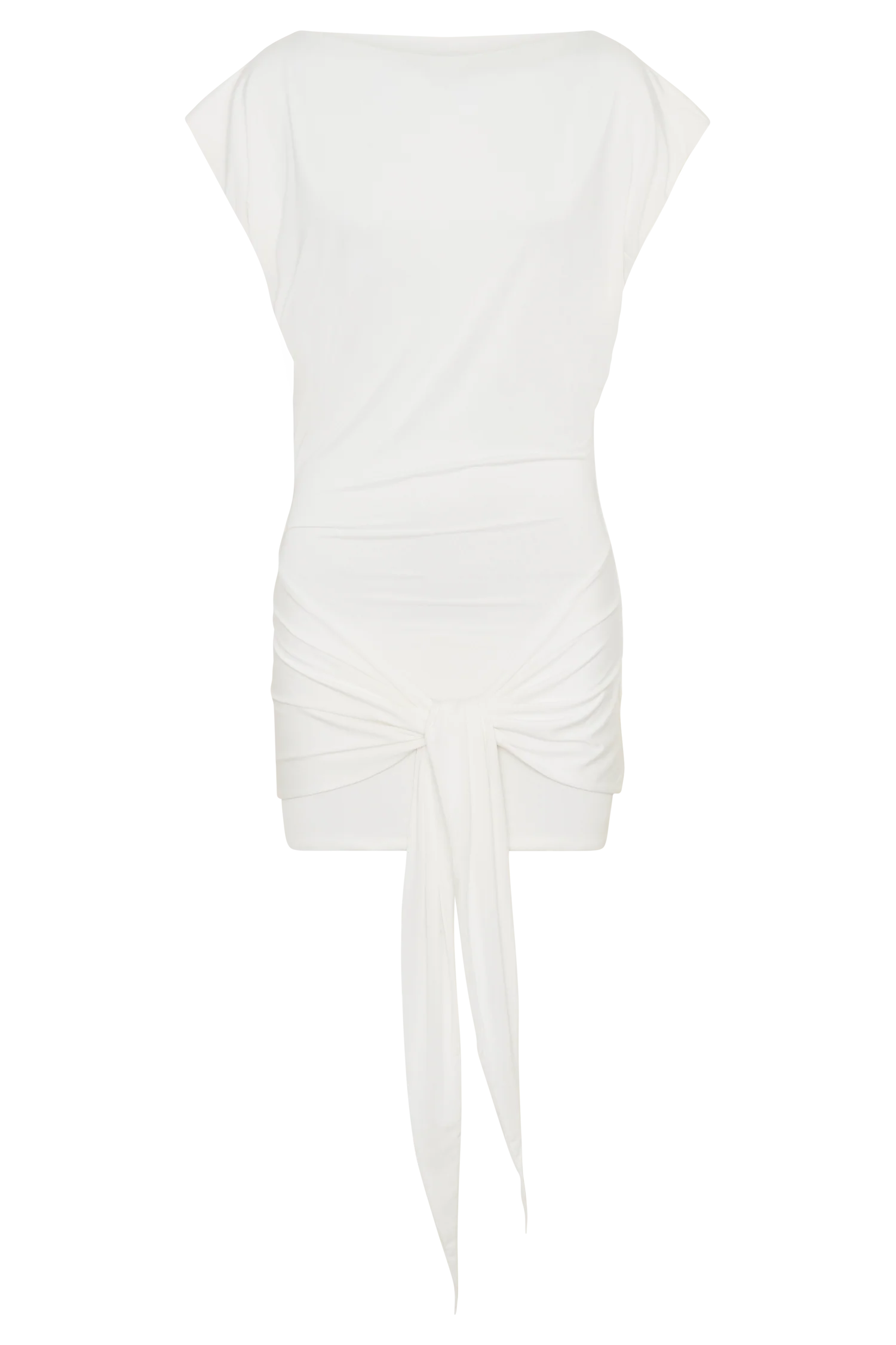 Maiara Shortsleeve Slinky Tie Mini Dress White