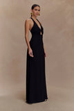 Malakhai Chiffon Halter Maxi Dress Black