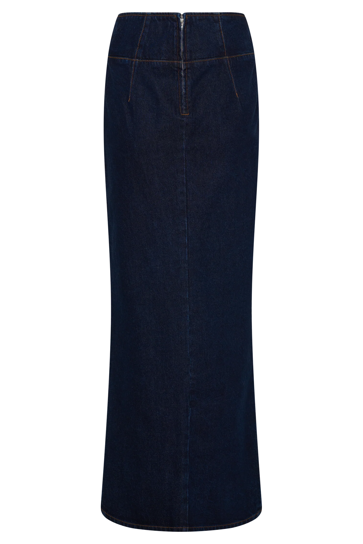 Maylena High Rise Denim Maxi Skirt Indigo Blue