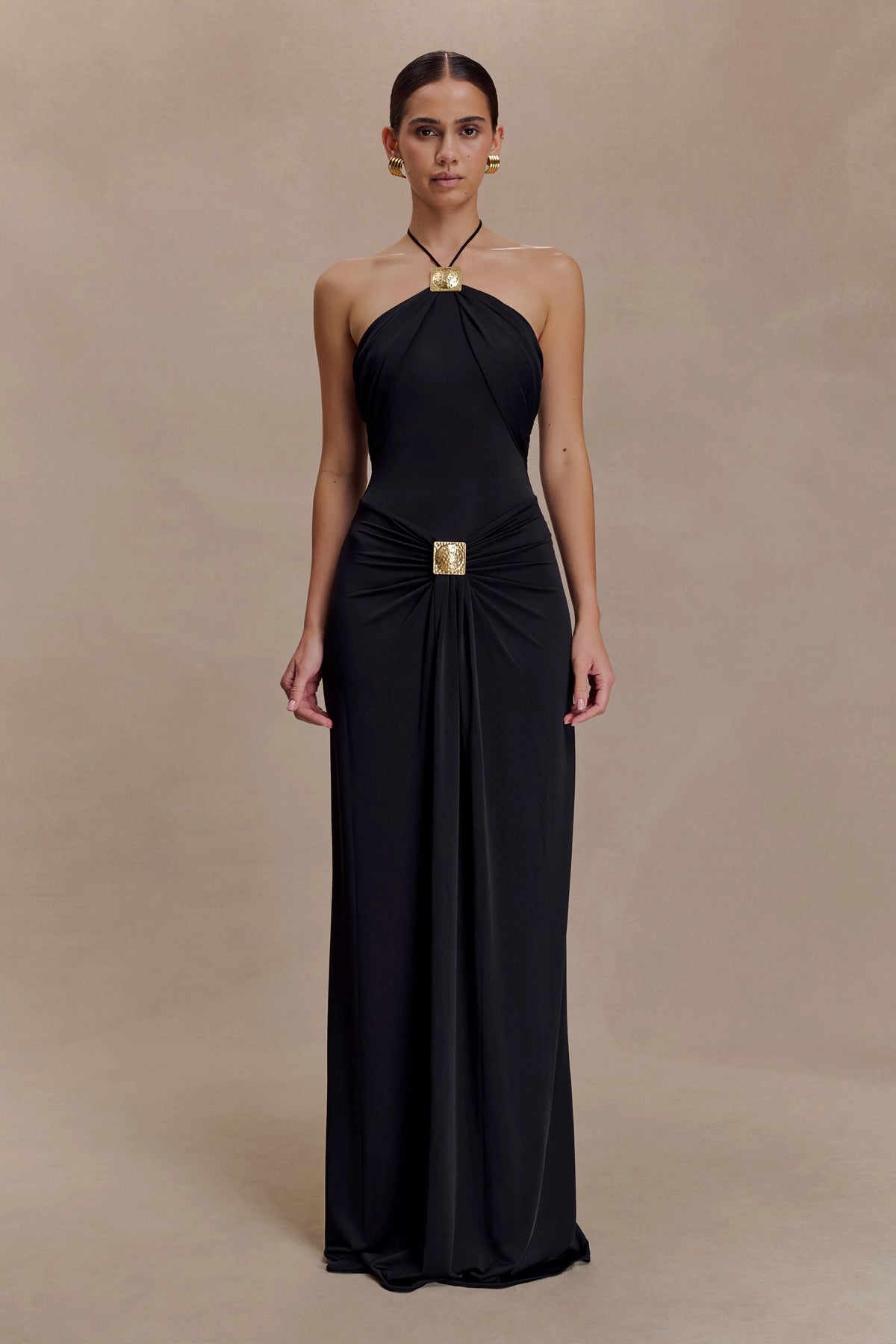 Quincy Halter Maxi Dress With Hardware Black