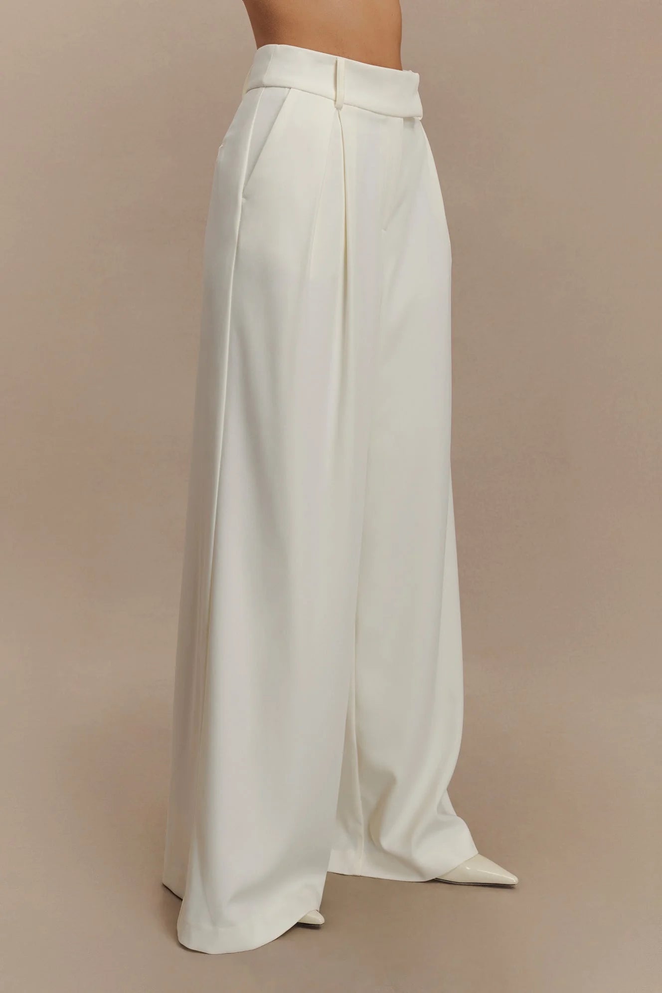 Jacqueline Pleated Wide Leg Pants Ivory