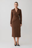 Mikaila Asymmetric Shirt Dress Dark Chocolate