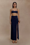 Maylena High Rise Denim Maxi Skirt Indigo Blue