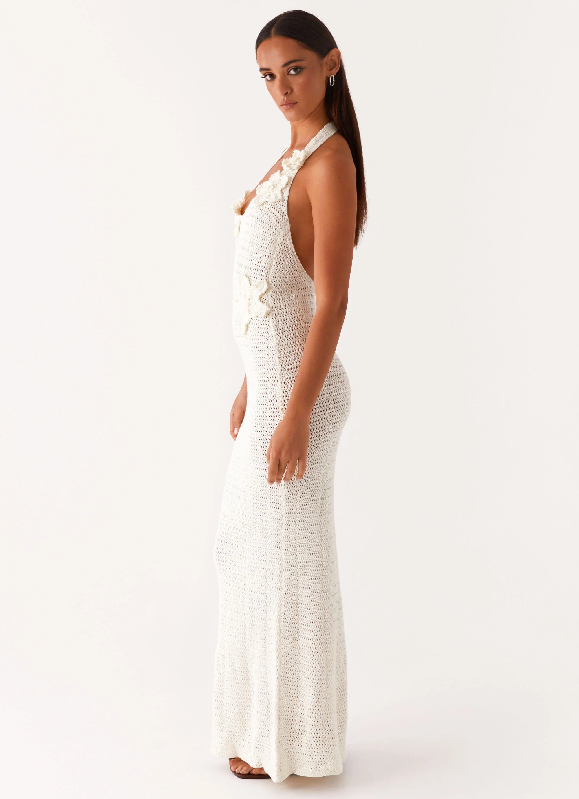 Novalee Flower Crochet Maxi Dress Ivory