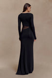 Megan Slinky And Mesh Maxi Dress Black