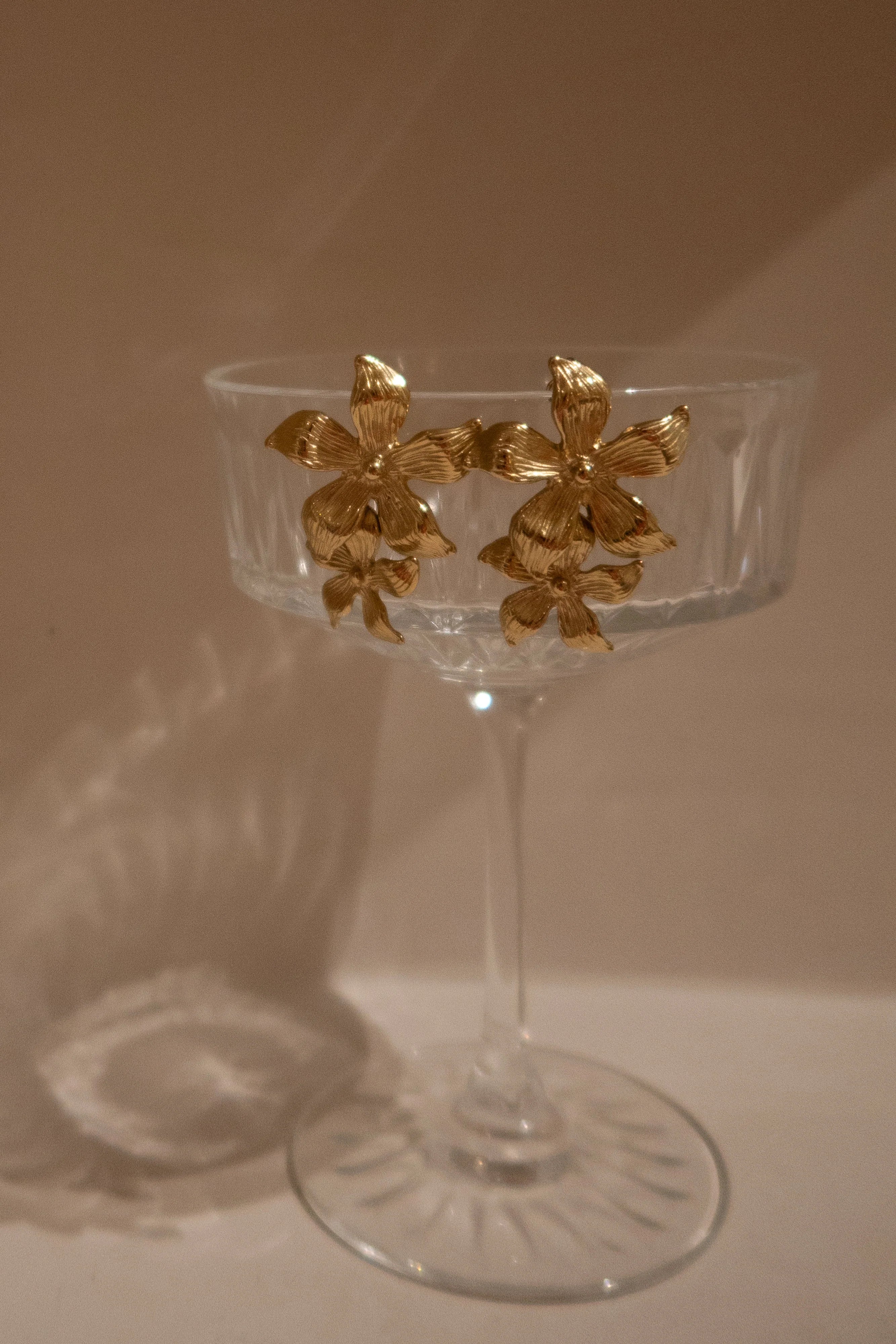 Infatuated Drop Flower Earrings Gold