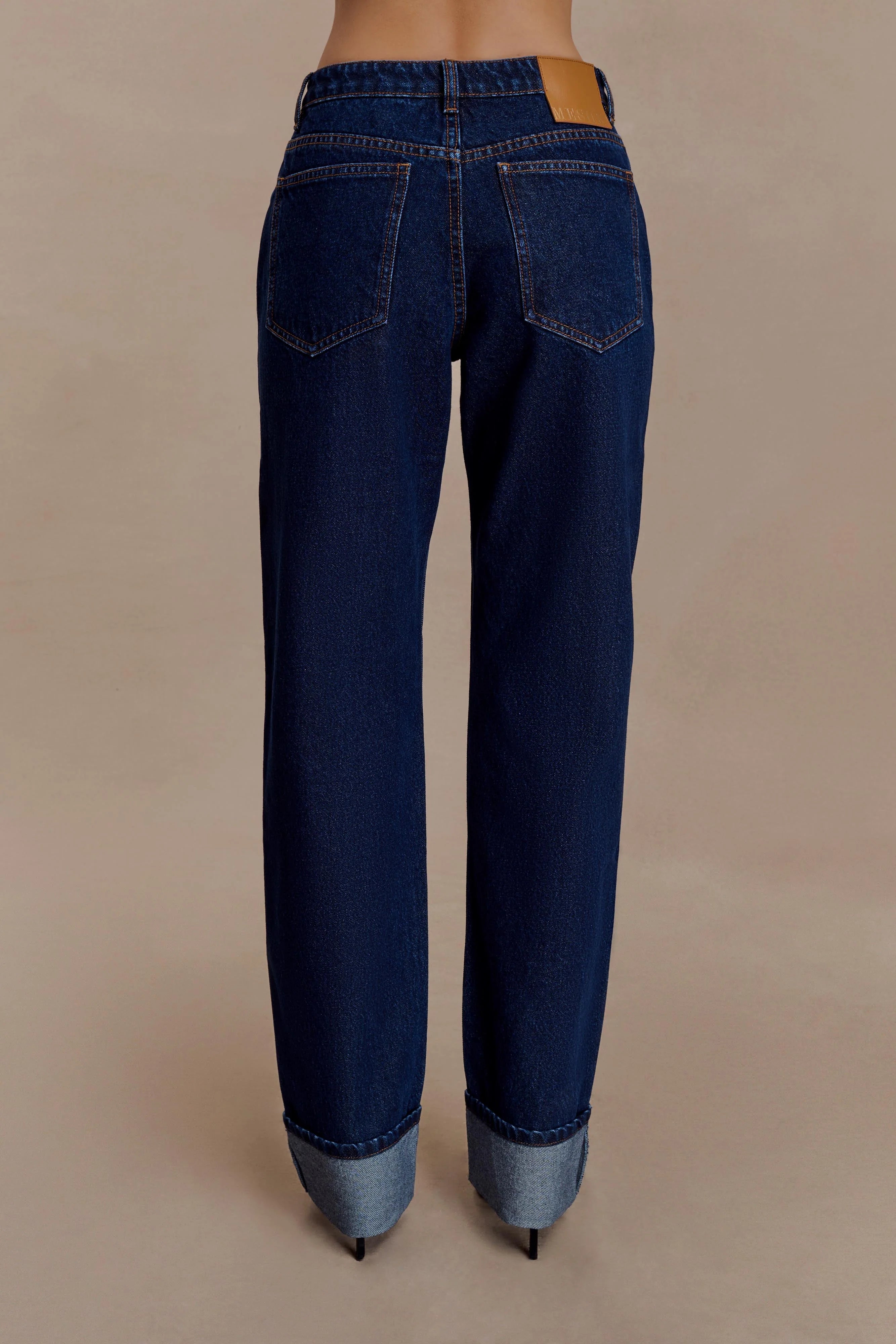 Kirralee Straight Leg Cuffed Jeans Indigo Blue