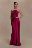 Celina Chiffon Overlay Maxi Skirt Cherry Red