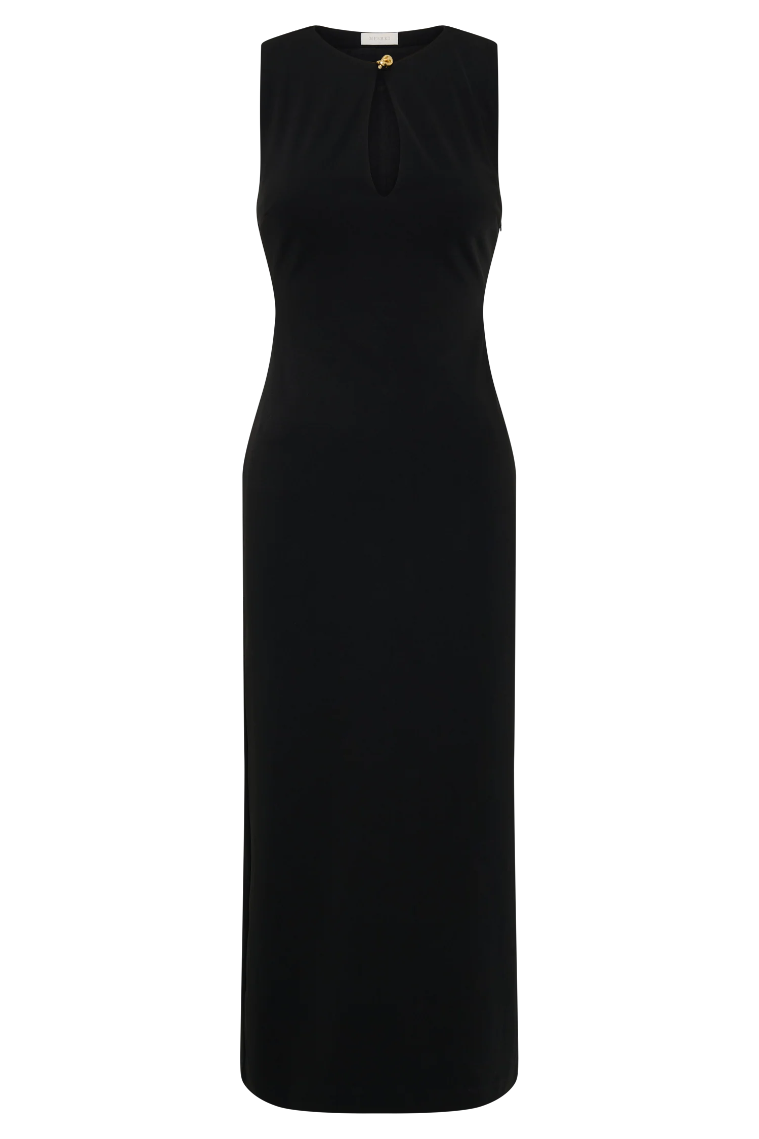 Norah Sleeveless Crepe Midi Dress Black