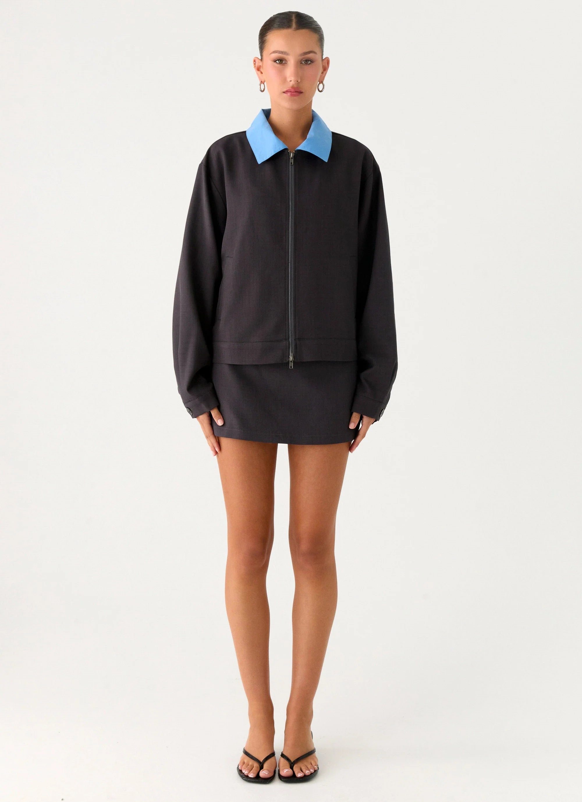 Harlee Poplin Suiting Jacket Charcoal