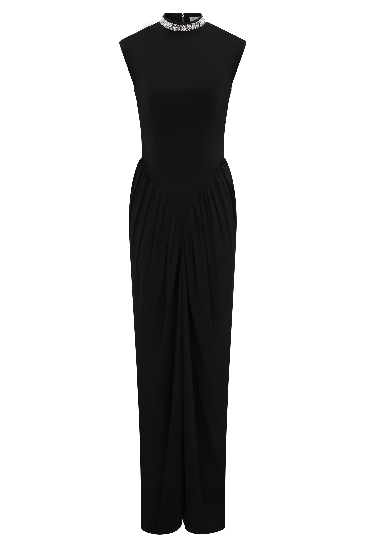 Elisa Diamante Neck Maxi Dress Black