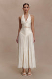 Makena Gathered Midi Skirt Opal White