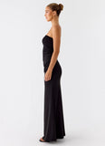 Metal Heart Strapless Maxi Dress Black