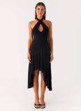 Velvet Sky Midi Dress Black