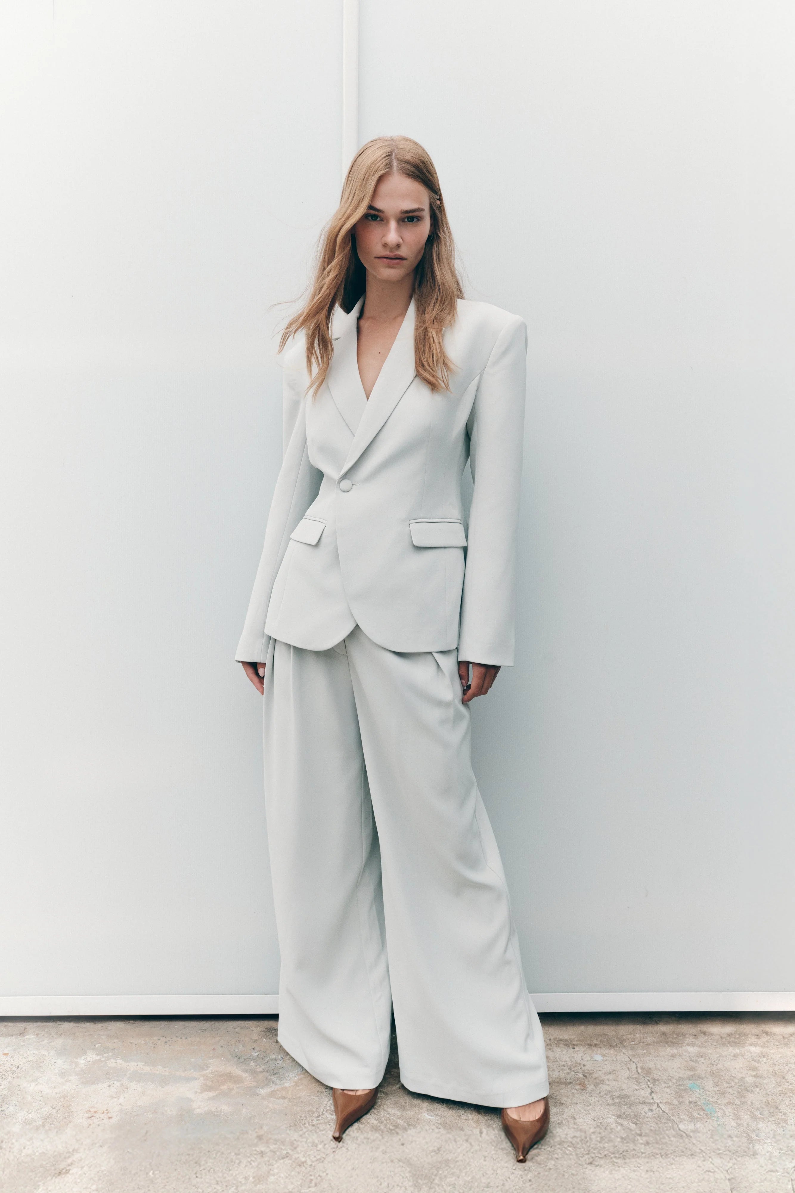 Jameson Cinched Suiting Blazer Light Sage