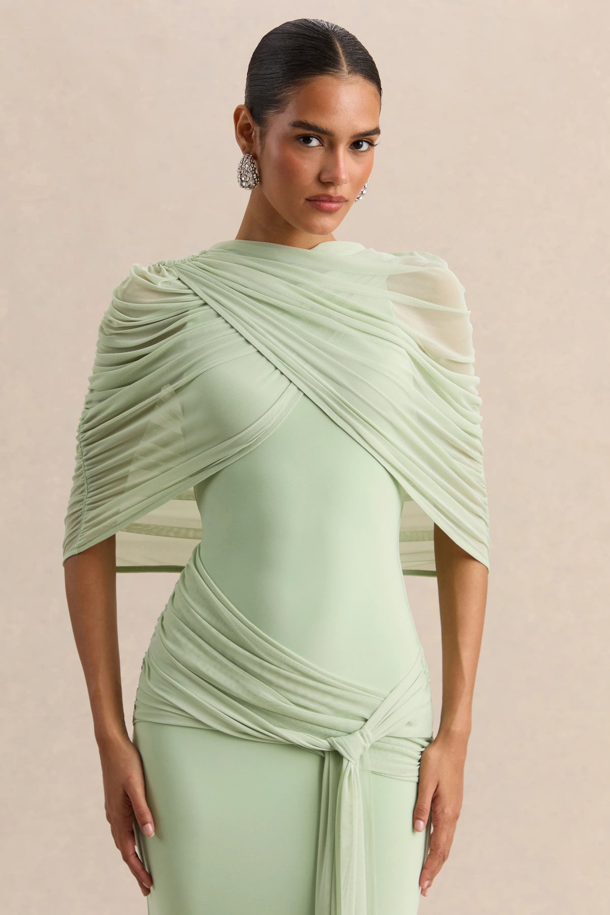 Magoria Mint Mesh Round Neck Cape