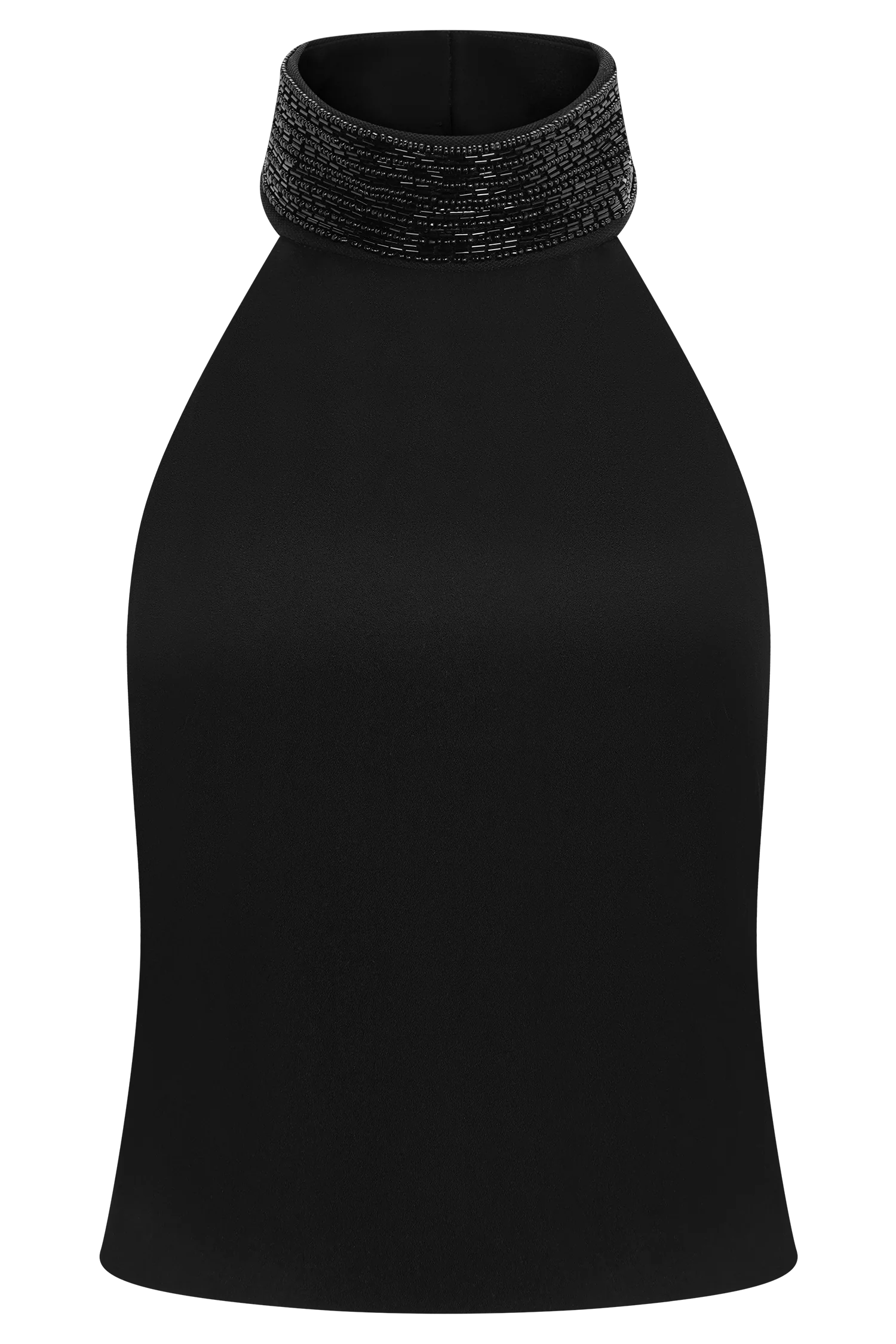 Emilia Beaded Neck Halter Top Black