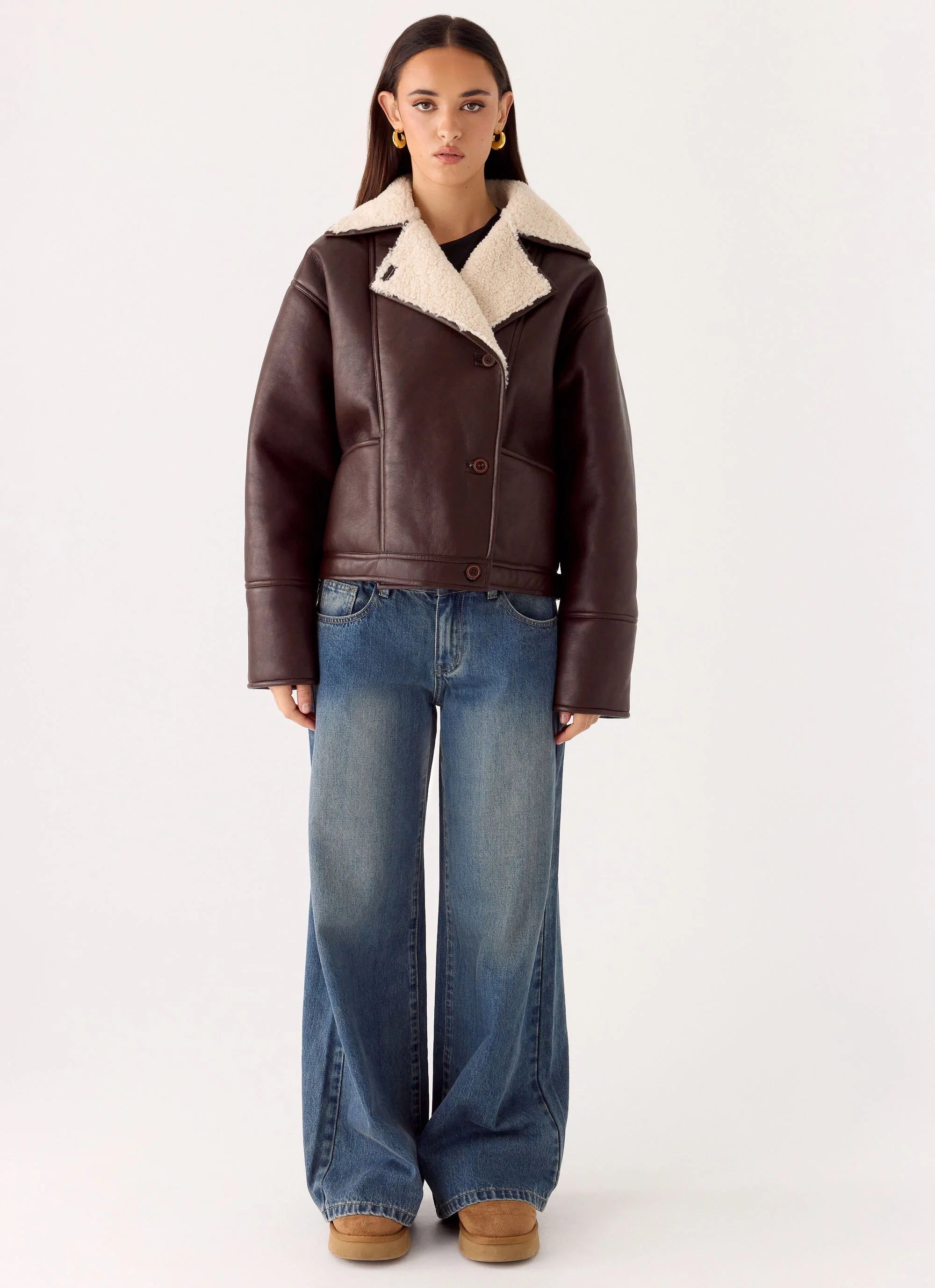 Demine Double Faced Short Coat Chocolate