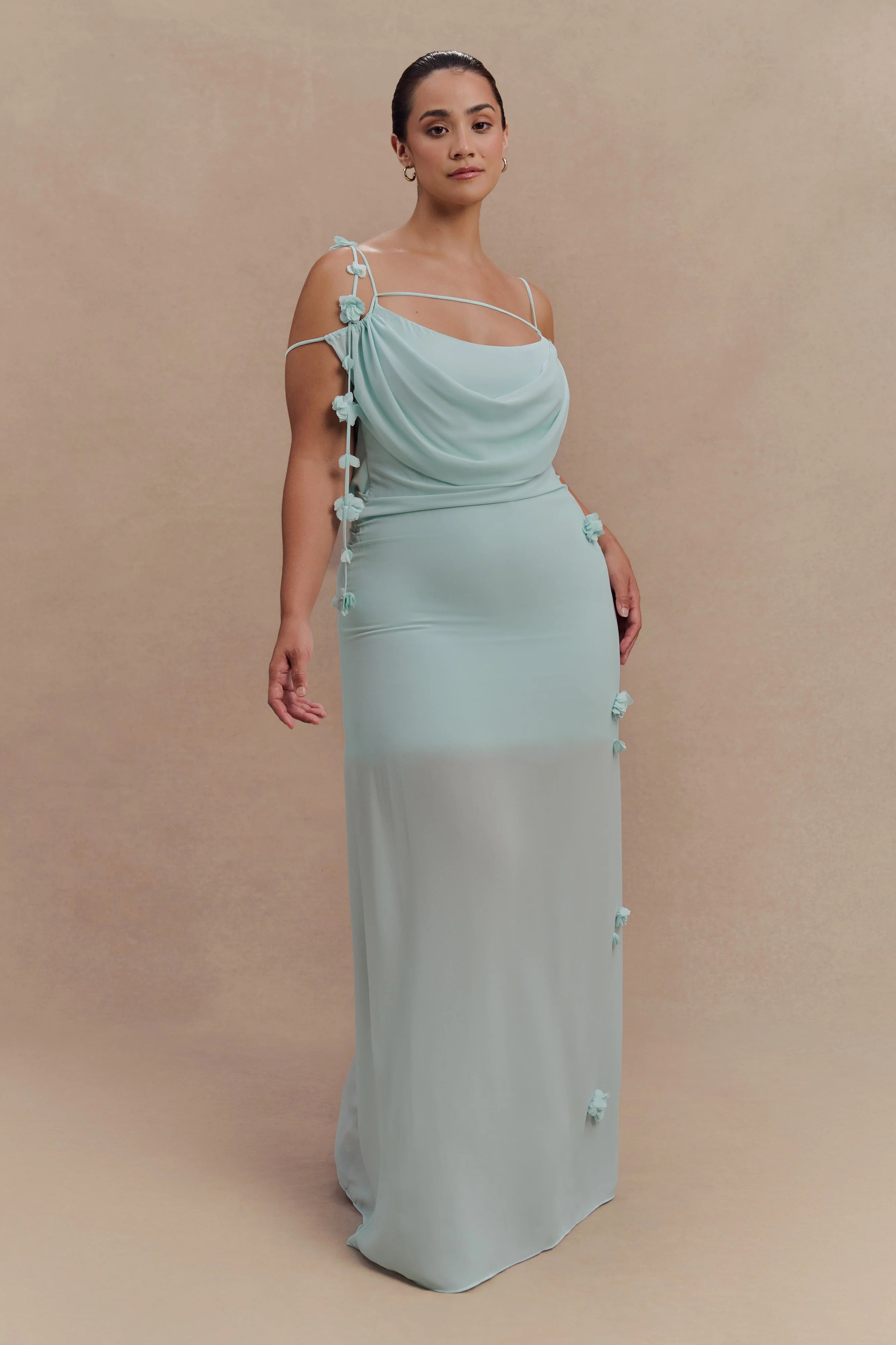 Rosalie Floral Chiffon Maxi Dress Lagoon