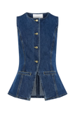 Abel Denim Button Up Top Dark Blue