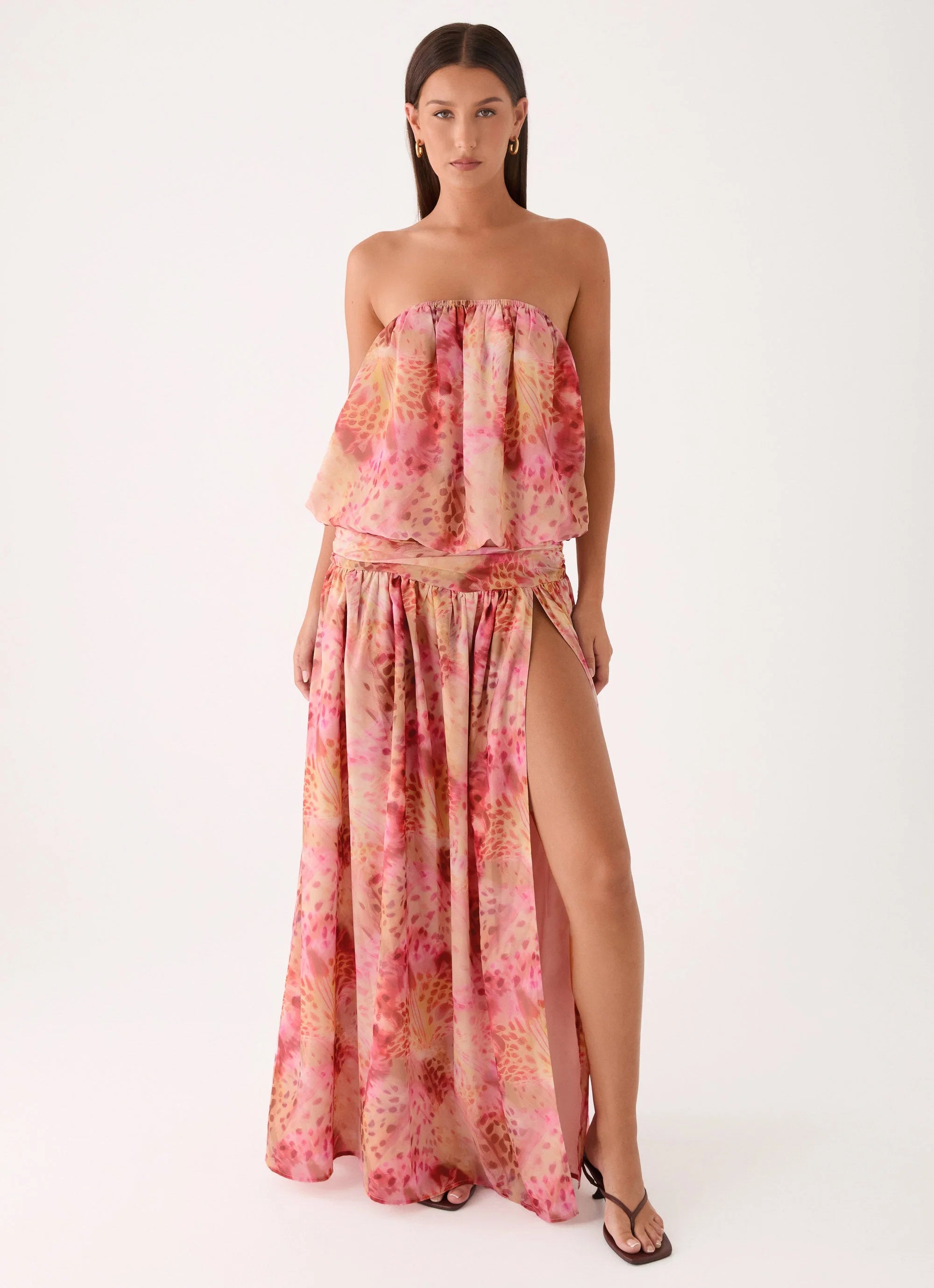 Lioras Strapless Maxi Dress - Botanic Cheetah