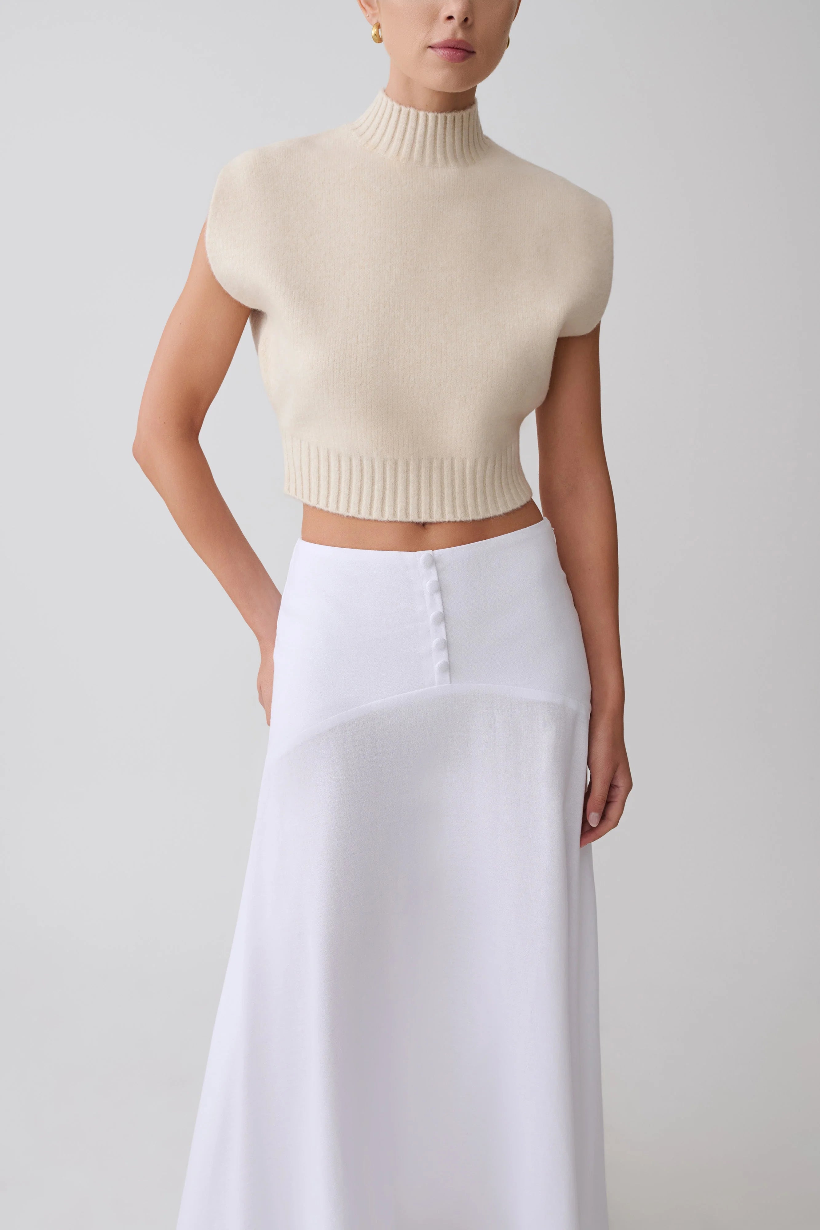 Niko Knit Oversized Top Ivory